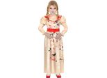 Halloween Dolls Horror Costume Rosso Sangue Nero Inquietante Nastro Rosso Spaventoso Bambino, Taglia: 110/116 Colore: Beige