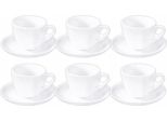 Set Di Tazze E Piattini In Porcellana Wilmax, 6 Pezzi, 190 Ml, Bianco WL-993175/AB6