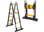 Jopassy Scala Telescopica Scala Multifunzionale Scala Di Prolunga 2,5M+2,5M Scala Pieghevole 16 Pioli Nero Scala Multiuso