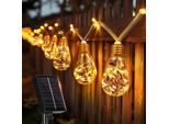 Solarfee Luci Esterne 16 Lampadine, [6 M + 2 M] All'aperto, 8 Modalità Resistenti Alle Intemperie Giardino, Balcone, Festa (Bianco Caldo)