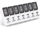 Portapillole Tedesco Opret 7 Giorni 2 Scomparti Mattina Sera, Portapillole Estraibile Scomparti, Portapillole Scatola Medicinali Compresse Scatola Settimanale Portapillole