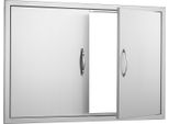 Succebuy 990 X 660 Mm Doppia Porta Di Accesso Al Barbecue, Porta Verticale A Incasso In Acciaio Inox Con Maniglie E Ganci, Porta Per Cucina Esterna Per Isola Barbecue E Stazione Barbecue