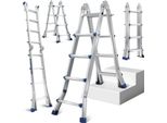 Bettizia Scala Telescopica Professionale 2,4M In Alluminio Argento Portata 150Kg Scala Multiuso Piedini In Gomma Antiscivolo