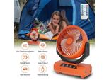 Ventilatore Da Tavolo Bettizia, Ventilatore Da Campeggio, Ricaricabile, Batteria 20000Mah, 4 Velocità, Con Telecomando, Luce Led E Gancio, Per Esterni, Tenda, Arancione