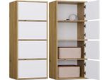Cassettiera, Bianco / Rovere Artigianale, 50 X 119 X 40 Cm