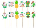 Toppers Decorazione Torta Hawaje Flamingi Set Di 12 Pezzi