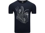 T-Shirt Da Uomo Diarbo Con Stampa Astratta Di Volto E Mano Surreale Blu Scuro Taglia L