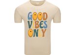 Diarbo T-Shirt Da Uomo Con Stampa Divertente Only Good Mood Beige Taglia M