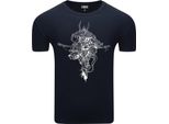 Diarbo Maglietta Da Uomo Con Stampa Motivo Giapponese Scimmia Samurai Blu Scuro Taglia L