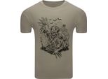 Diarbo T-Shirt Da Uomo Con Stampa Scura Zombie Rises From The Grave Khaki Taglia L