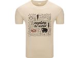 T-Shirt Da Uomo Diarbo Con Stampa Amante Della Natura Scoprire Il Mondo Beige Taglia L