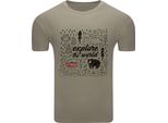 Diarbo T-Shirt Da Uomo Con Stampa Amante Della Natura Scoprire Il Mondo Khaki Taglia M
