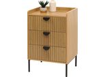 Cassettiera HWC-O39, Mobile Alto, 3 Cassetti In Melamina Mdf 77X50X42Cm ~ Natura