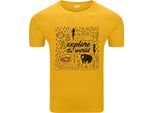 T-Shirt Da Uomo Diarbo Con Stampa Amante Della Natura Scoprire Il Mondo Giallo Taglia S