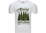Diarbo T-Shirt Uomo Con Stampa Amante Della Natura Foresta Invernale Bianco Taglia M