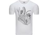 Diarbo T-Shirt Da Uomo Con Stampa Astratta Di Volto E Mano Surreale Bianca Taglia L