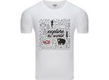 Diarbo T-Shirt Da Uomo Con Stampa Amante Della Natura Scoprire Il Mondo Bianco Taglia Xxxl