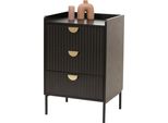 Cassettiera HWC-O39, Mobile Alto, 3 Cassetti In Melamina Mdf 77X50X42Cm ~ Effetto Legno Nero