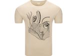 Diarbo T-Shirt Da Uomo Con Stampa Astratta Di Volto E Mano Surreale Beige Taglia Xl