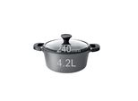 Pentola Biol In Alluminio Da 4 Litri Con Rivestimento Antiaderente, Coperchio In Vetro E Manici In Silicone Rimovibili, Adatta All'induzione, Per Tutti I Tipi Di Fornelli