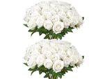 Rose Artificiali Bianche - 60 Pezzi Rose Artificiali - Fiori Artificiali Decorativi - Rosa Finta Per Decorazioni E Composizioni