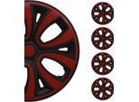 4X Copriruota Coprimozzo Copriruota 16" Pollici Nero Rosso Lucido"