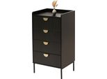 Cassettiera HWC-O39, Mobile Alto, 4 Cassetti In Melamina Mdf 95X50X42Cm ~ Effetto Legno Nero