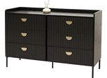Cassettiera HWC-O39, Mobile Alto, 6 Cassetti In Melamina Mdf 80X120X44Cm ~ Effetto Legno Nero