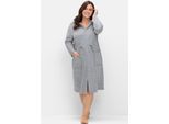 Bademantel SHEEGO Gr. 52, grau (grau, meliert), 52/54, Baumwolle, Hausmäntel, Bademantel