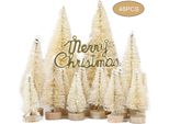 Albero Di Natale In Sisal, Piccola Decorazione Con Base In Legno Per La Vetrina Di Casa