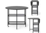 Costway Tavolo Da Pranzo Pieghevole, Tavolo Mobile Pieghevole Per 2-4 Persone, Tavolo Da Cucina Con 2 Vani Portaoggetti, Tavolo Da Sala Da Pranzo In Marmo, Tavolo Rotondo Nero