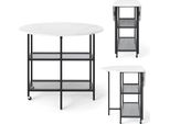 Costway Tavolo Da Pranzo Pieghevole, Tavolo Mobile Pieghevole Per 2-4 Persone, Tavolo Da Cucina Con 2 Scomparti, Tavolo Da Sala Da Pranzo In Marmo, Tavolo Rotondo Bianco