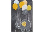 Perlen-Stickbild Elefant mit Luftballonen, 21 x 32 cm