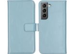 Custodia Per Samsung Galaxy S22 - Vera Pelle - Custodia Selencia Flap - Azzurro