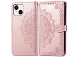 Iphone 13/Iphone 14 Custodia Iphone 13/Iphone 14 Protettiva Flip Cover Mandala In Ecopelle Oro Rosa Imoshion