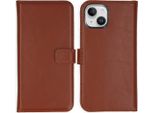 Cover Per Iphone 15 - Vera Pelle - Custodia Selencia Flip Flap - Marrone Chiaro