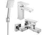 Set Di Miscelatori Mexen Cetus V Miscelatore Per Lavabo + Miscelatore Per Vasca Con Doccia Cromo