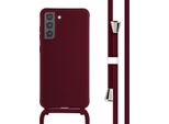 Custodia Samsung Galaxy S21 Fe - Silicone - Imoshion Custodia Morbida/Manicotto Con Cinturino/Copertura Posteriore - Rosso Scuro