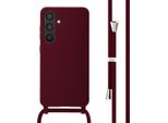 Custodia Samsung Galaxy S24 - Silicone - Imoshion Custodia Morbida/Manicotto Con Cinturino/Copertura Posteriore - Rosso Scuro