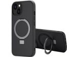 Custodia Iphone 14 Cover Protettiva Anello Stand Backcover Met Magsafe Plastica Nero Accezz