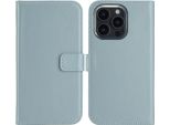 Custodia Iphone 16 Pro - Vera Pelle - Selencia Flip Flap Case - Azzurro