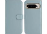 Custodia Google Pixel 9 Pro/Google Pixel 9 - Vera Pelle - Selencia Flip Cover - Blu Chiaro