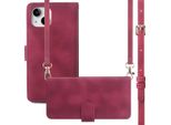 Iphone 13/Iphone 14 Custodia Iphone 13/Iphone 14 Cover Protettiva Bookcase Met Koord Imitazione Pelle Rosso Imoshion