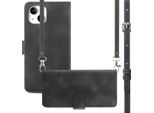 Iphone 13/Iphone 14 Custodia Iphone 13/Iphone 14 Cover Protettiva Bookcase Met Koord Imitazione Pelle Nero Imoshion