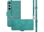 Samsung Galaxy A14/Samsung Galaxy A14 Cover - Cover Imoshion Con Cinturino/Custodia Pieghevole - Turchese