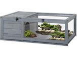 Pawhut Casa In Legno Per Tartarughe Recinto Per Tartarughe Con Piano Incernierato, Gabbia Per Rettili Da Esterno Terrario Per Tartarughe Rettili Per Interni Esterni 91X60,5X32 Cm, Grigio