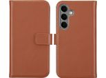Custodia Per Samsung Galaxy S25 - Vera Pelle - Custodia Selencia Flip Flap - Marrone Chiaro