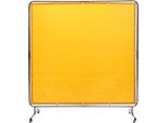 Succebuy Schermo Di Protezione Per Saldatura 6' X 6' Con Cornice, Schermo Di Protezione In Vinile Ignifugo Su 4 Ruote Girevoli (2 Bloccabili), Mobile Per Uso Officina/Industriale, Giallo