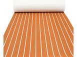 Zerbino In Teak In Schiuma Eva, 240 X 90 Cm, Spessore 6 Mm, Antiscivolo, Marrone Con Strisce