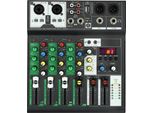 Mixer Audio Da Studio A 4 Canali, Alimentazione Usb, Connettività Bluetooth, Molteplici Effetti Sonori, Nero